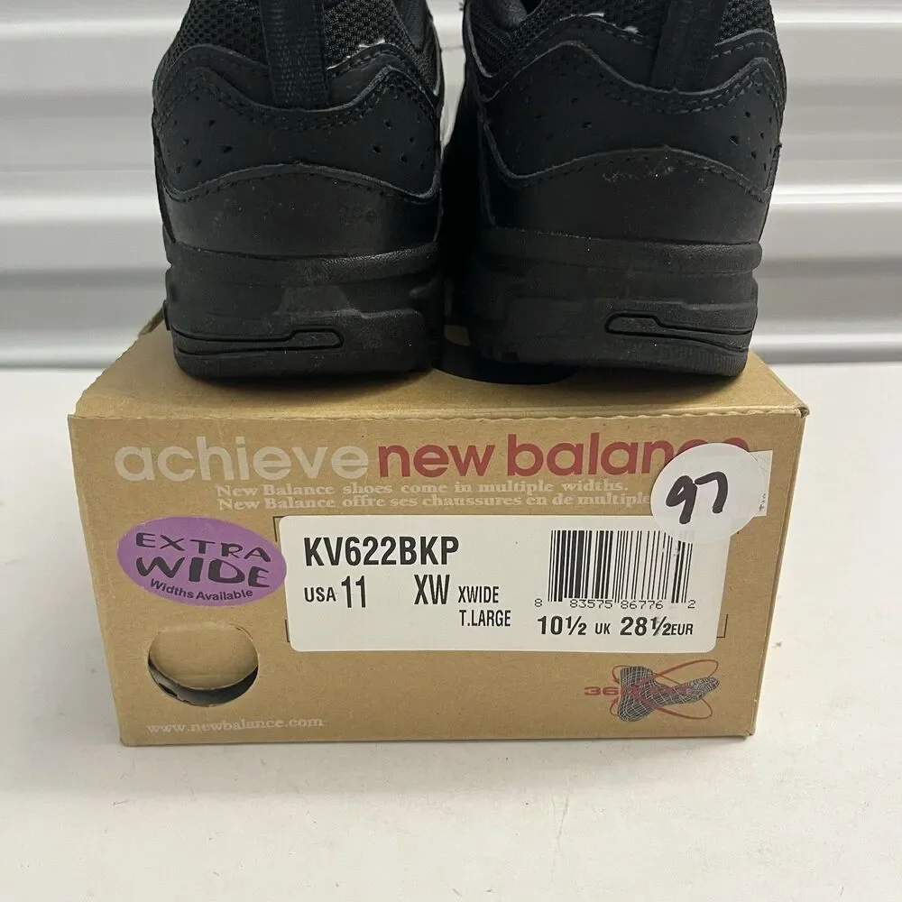 New Balance 622 SZ 11 X W Toddler Black Leather Hook & Loop Sneakers Shoes